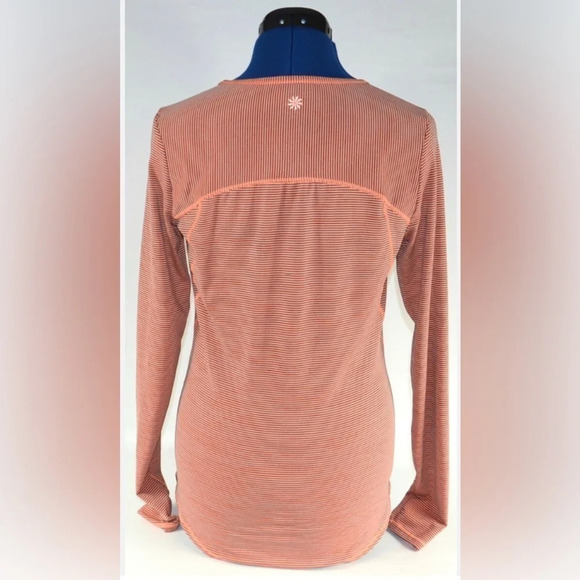 🌸Athleta long sleeve orange and gray top with thumb holes size small - Picture 1 of 11
